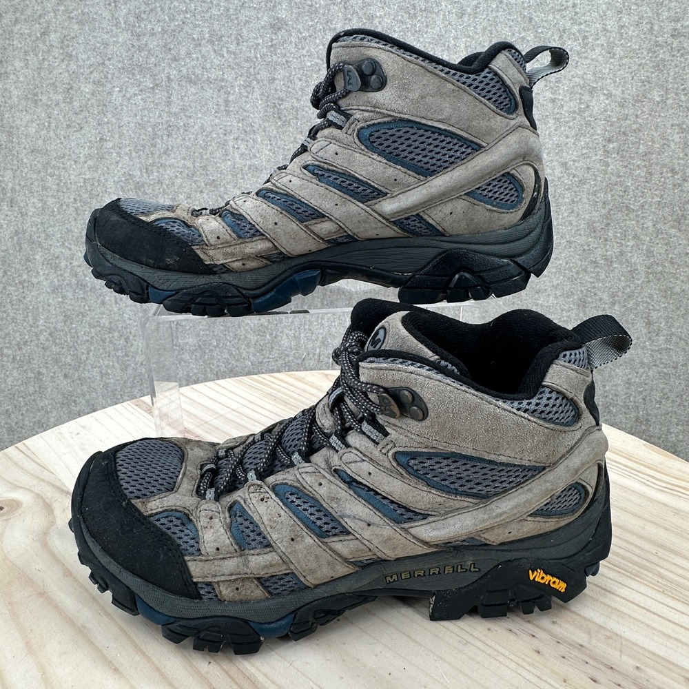 Merrell Moab 2 Mid Hiking Boots Mens 9.5 Gray Suede Mesh Vibram J42485